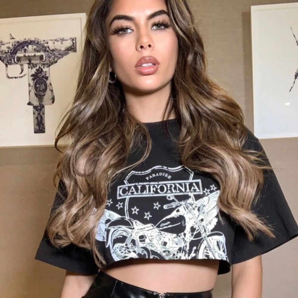Drop Shoulder California Letter Graphic Crop Tee